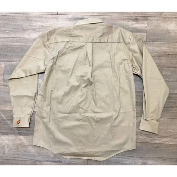 Wrangler FR Flame Resistant Mens XXL Long Sleeve Western Canvas Tan Work Shirt